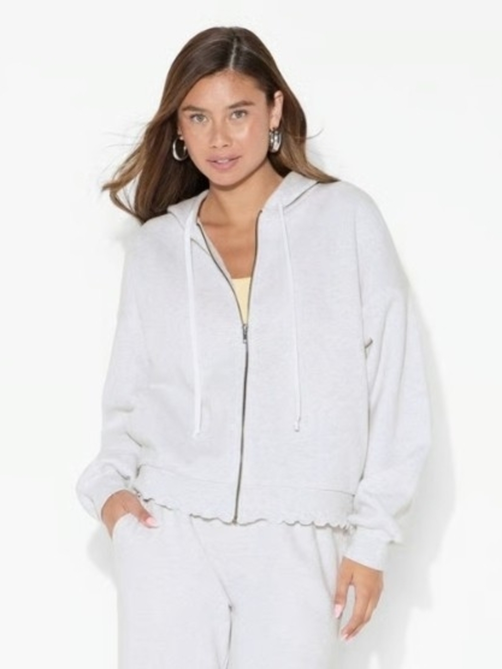Wild Fable Women's Light Gray Zip Hoodie